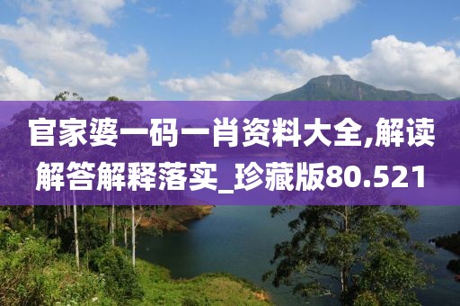 官家婆一码一肖资料大全,解读解答解释落实_珍藏版80.521