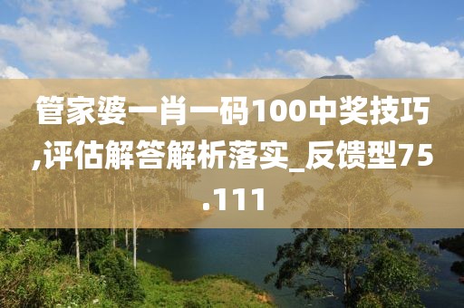 管家婆一肖一码100中奖技巧,评估解答解析落实_反馈型75.111