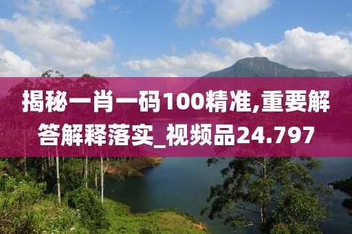 揭秘一肖一码100精准,重要解答解释落实_视频品24.797