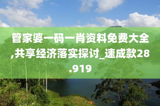 管家婆一码一肖资料免费大全,共享经济落实探讨_速成款28.919
