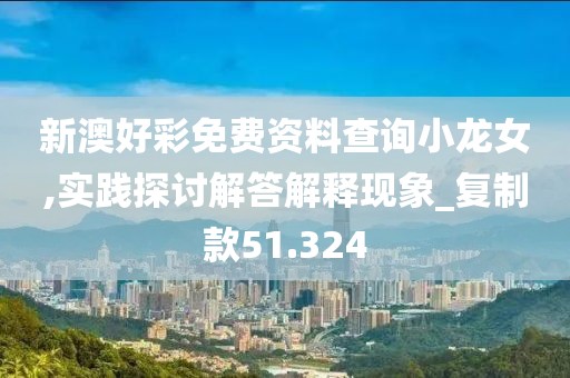 新澳好彩免费资料查询小龙女,实践探讨解答解释现象_复制款51.324
