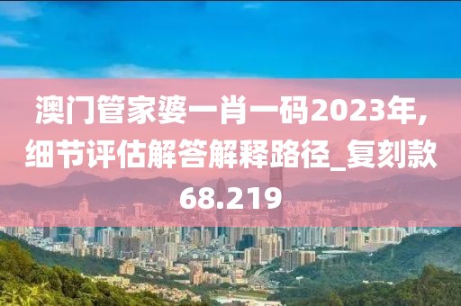 澳门管家婆一肖一码2023年,细节评估解答解释路径_复刻款68.219