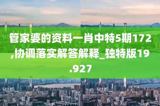 管家婆的资料一肖中特5期172,协调落实解答解释_独特版19.927