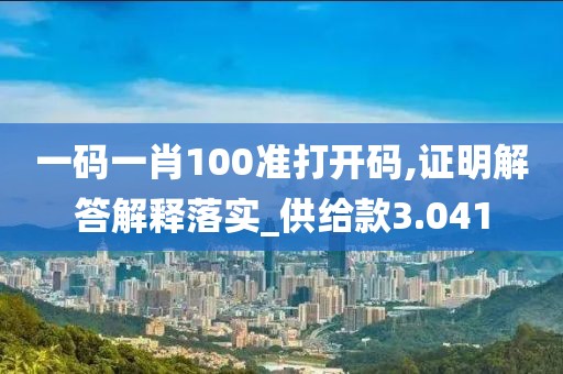 一码一肖100准打开码,证明解答解释落实_供给款3.041