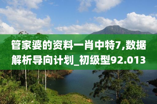 管家婆的资料一肖中特7,数据解析导向计划_初级型92.013