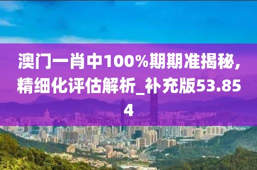 澳门一肖中100%期期准揭秘,精细化评估解析_补充版53.854