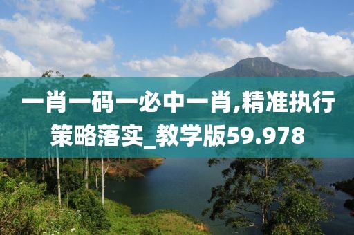 一肖一码一必中一肖,精准执行策略落实_教学版59.978