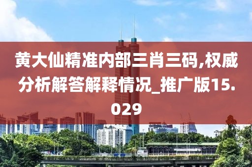 黄大仙精准内部三肖三码,权威分析解答解释情况_推广版15.029