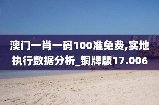 澳门一肖一码100准免费,实地执行数据分析_铜牌版17.006