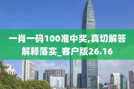 一肖一码100准中奖,真切解答解释落实_客户版26.16
