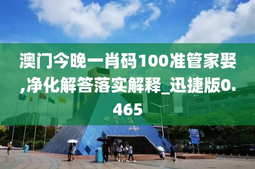 澳门今晚一肖码100准管家娶,净化解答落实解释_迅捷版0.465