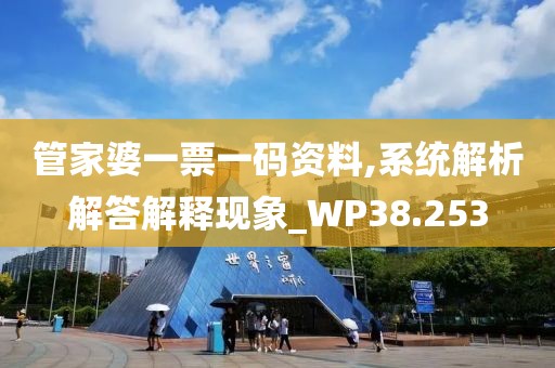 管家婆一票一码资料,系统解析解答解释现象_WP38.253