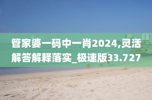 管家婆一码中一肖2024,灵活解答解释落实_极速版33.727