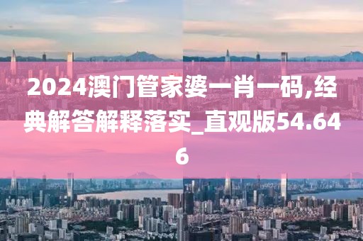 2024澳门管家婆一肖一码,经典解答解释落实_直观版54.646