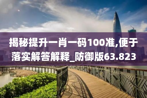 揭秘提升一肖一码100准,便于落实解答解释_防御版63.823