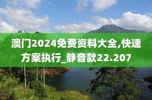 澳门2024免费资料大全,快速方案执行_静音款22.207