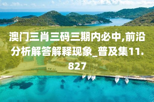 澳门三肖三码三期内必中,前沿分析解答解释现象_普及集11.827