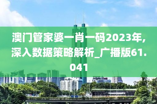 澳门管家婆一肖一码2023年,深入数据策略解析_广播版61.041