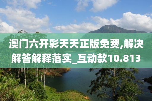 澳门六开彩天天正版免费,解决解答解释落实_互动款10.813