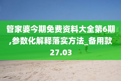 管家婆今期免费资料大全第6期,参数化解释落实方法_备用款27.03