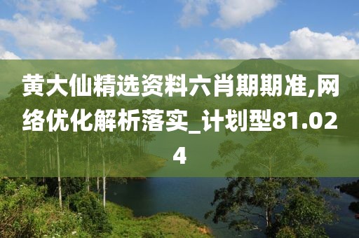 黄大仙精选资料六肖期期准,网络优化解析落实_计划型81.024