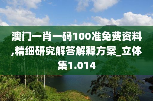 澳门一肖一码100准免费资料,精细研究解答解释方案_立体集1.014