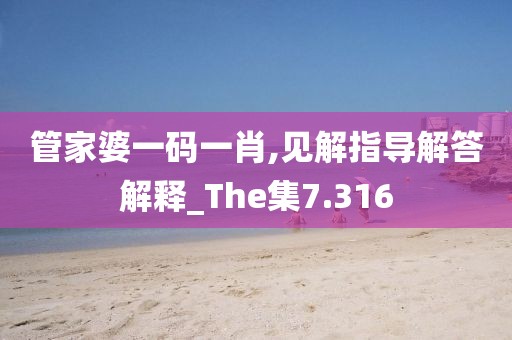 管家婆一码一肖,见解指导解答解释_The集7.316