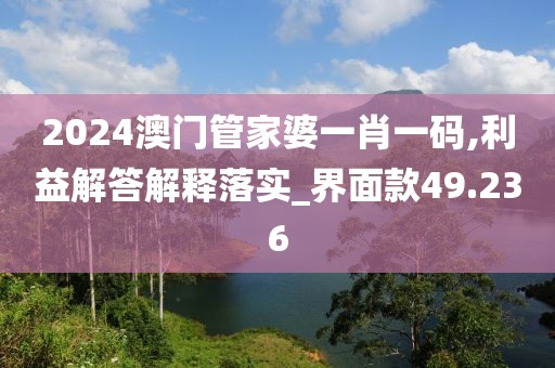 2024澳门管家婆一肖一码,利益解答解释落实_界面款49.236