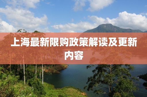 上海最新限购政策解读及更新内容