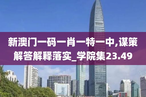 新澳门一码一肖一特一中,谋策解答解释落实_学院集23.49