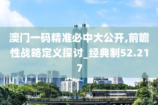 澳门一码精准必中大公开,前瞻性战略定义探讨_经典制52.217