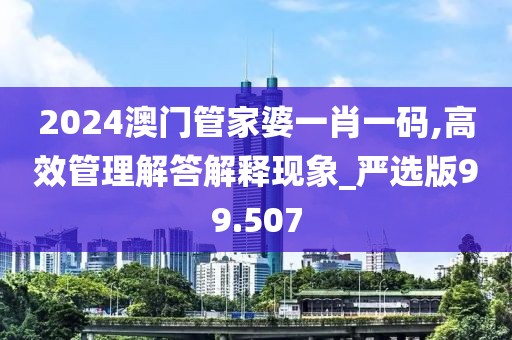 2024澳门管家婆一肖一码,高效管理解答解释现象_严选版99.507