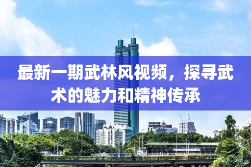 最新一期武林风视频，探寻武术的魅力和精神传承