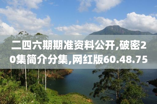 二四六期期准资料公开,破密20集简介分集,网红版60.48.75