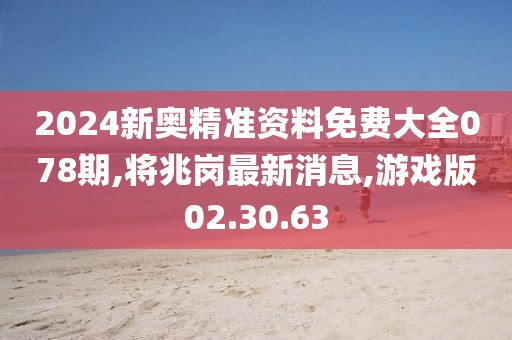 2024新奥精准资料免费大全078期,将兆岗最新消息,游戏版02.30.63