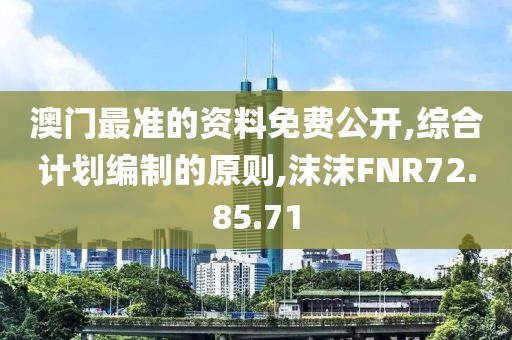 澳门最准的资料免费公开,综合计划编制的原则,沫沫FNR72.85.71