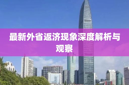 最新外省返济现象深度解析与观察