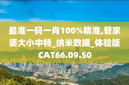最准一码一肖100%精准,管家婆大小中特_纳米数据_体验版CAT66.09.50