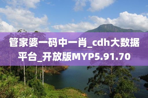 管家婆一码中一肖_cdh大数据平台_开放版MYP5.91.70