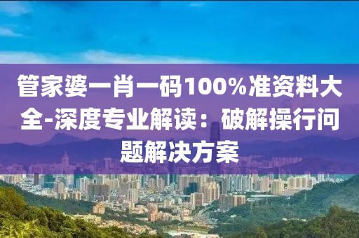 管家婆一肖一码100%准资料大全-深度专业解读：破解操行问题解决方案