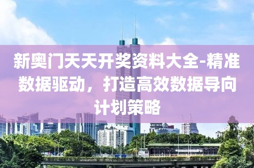 新奥门天天开奖资料大全-精准数据驱动，打造高效数据导向计划策略