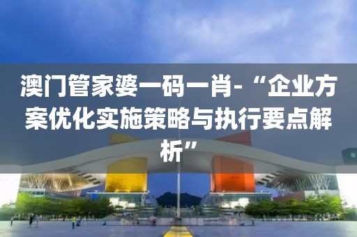 澳门管家婆一码一肖-“企业方案优化实施策略与执行要点解析”