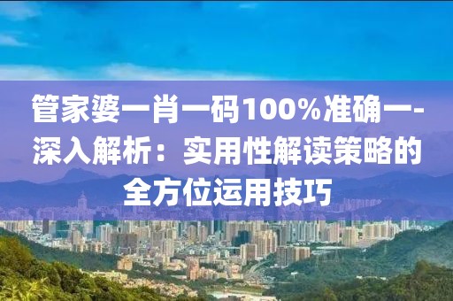 管家婆一肖一码100%准确一-深入解析：实用性解读策略的全方位运用技巧