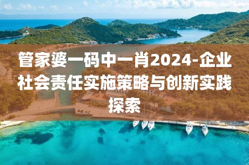 管家婆一码中一肖2024-企业社会责任实施策略与创新实践探索
