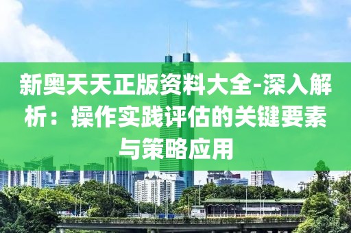 新奥天天正版资料大全-深入解析：操作实践评估的关键要素与策略应用