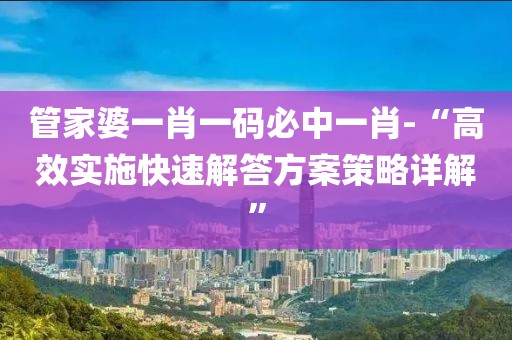 管家婆一肖一码必中一肖-“高效实施快速解答方案策略详解”