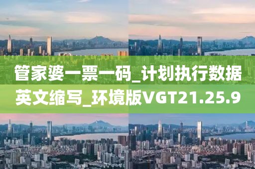 管家婆一票一码_计划执行数据英文缩写_环境版VGT21.25.90