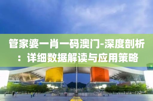 管家婆一肖一码澳门-深度剖析：详细数据解读与应用策略