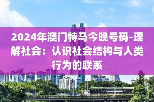 2024年澳门特马今晚号码-理解社会：认识社会结构与人类行为的联系