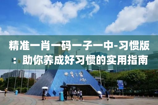 精准一肖一码一子一中-习惯版：助你养成好习惯的实用指南